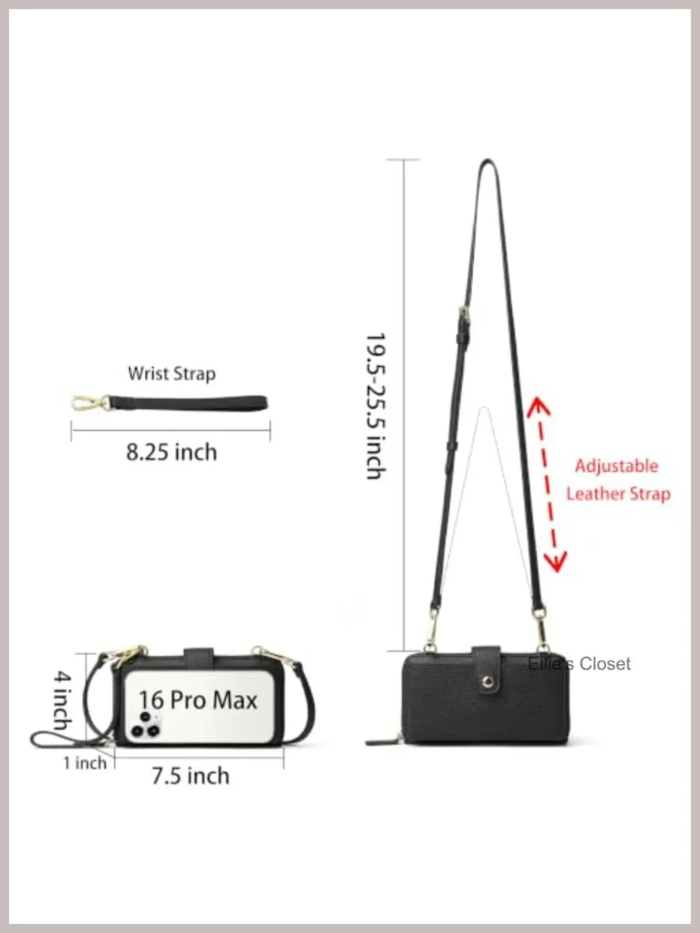 Genuine Leather Crossbody Phone Purse Wristlet Wallet with RFID Blocking